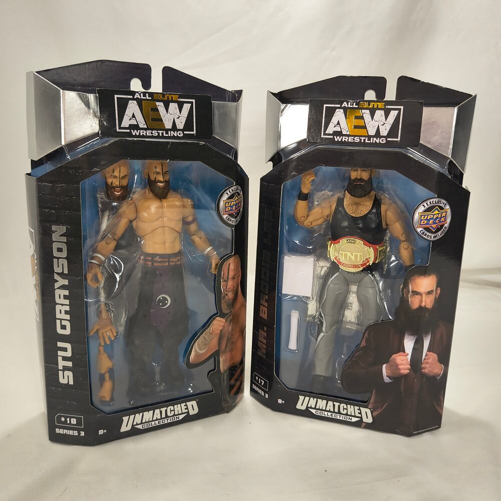 AEW Set of 2 Stu Grayson Mr Brodie Lee Action Figures New in Packaging